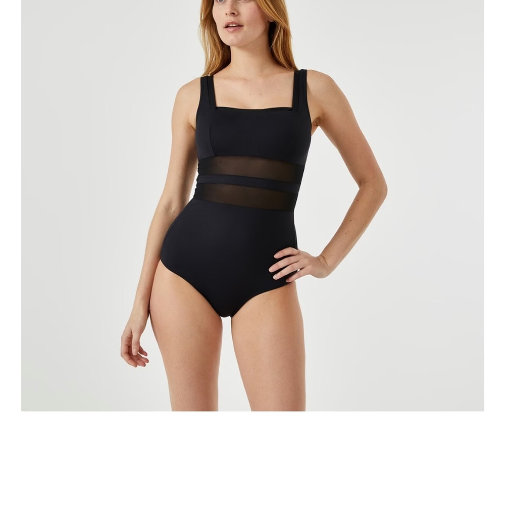 NWOT Black Mesh Panel One-Piece Swimsuit